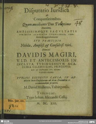 Disputatio iuridica de compensationibus