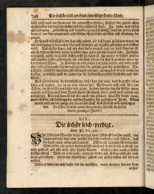 748-762, XIV. Die sechste Leich-Predigt