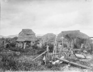 Siedlung : Strohhäuser am Strand