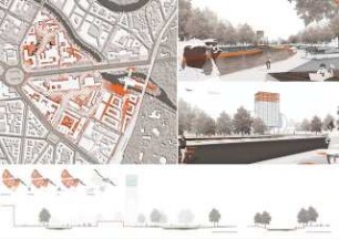 Science City - Die unbedingte Universität Schinkelwettbewerb 2011: Lageplan 1:2000, perspektivische Ansichten, Diagramme, Schnitte 1:250