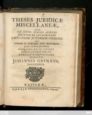 Theses Juridicæ Miscellaneæ