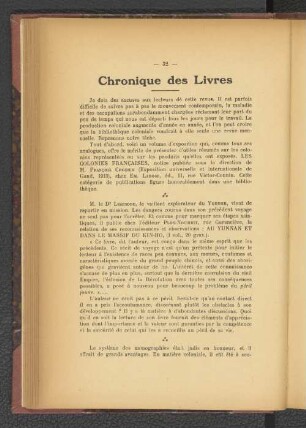 Chronique des Livres.