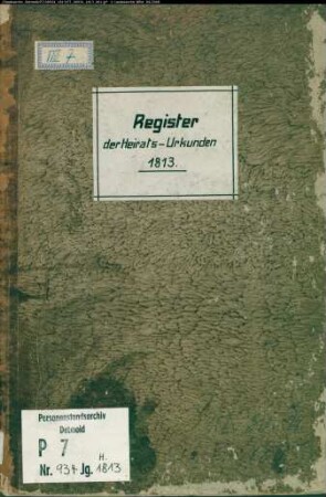 Zivilstandsregister der Munizipalität Werne (H 1813). (Gemeinde: Werne, Kreis Lüdinghausen)