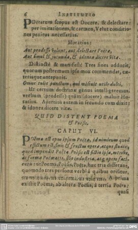 Caput VI. Quid Distent Poema & Poesis