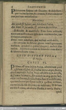 Caput VI. Quid Distent Poema & Poesis
