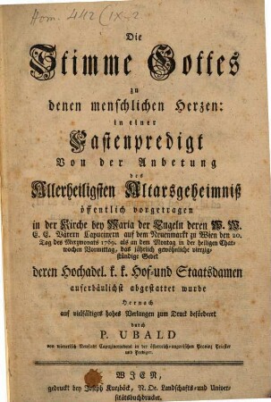 Die Stimme Gottes zu denen menschlichen Herzen