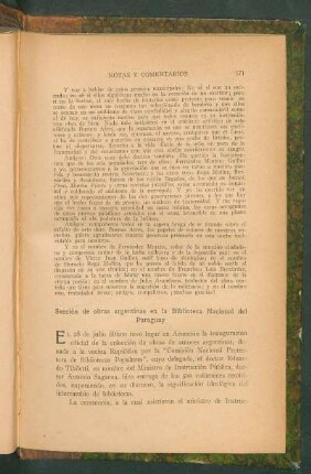 Sección de obras argentinas en la Biblioteca Nacional del Paraguay