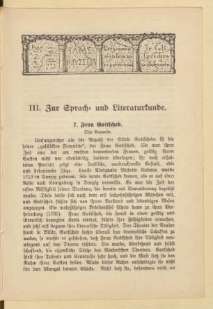 III. Zur Sprach- und Literaturkunde