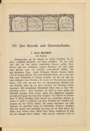 III. Zur Sprach- und Literaturkunde