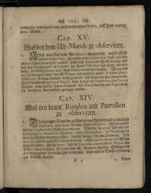 Cap. XIV [i.e. XVI]. Was bey denen Runden und Patrollen zu observiren.