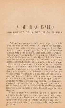 A Emilio Aguinaldo presidente de la República Filipina