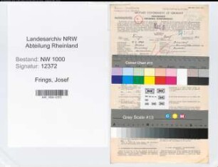 Entnazifizierung Josef Frings, geb. 09.07.1897 (Buchhalter)