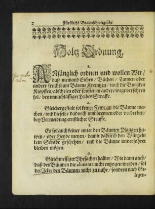 Holtz Ordnung.