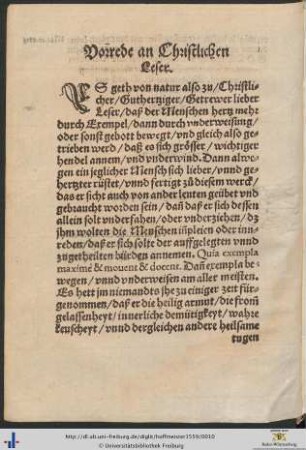 Vorrede an Christlichen Leser