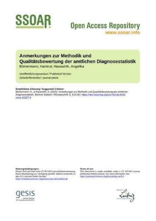 Anmerkungen zur Methodik und Qualitätsbewertung der amtlichen Diagnosestatistik