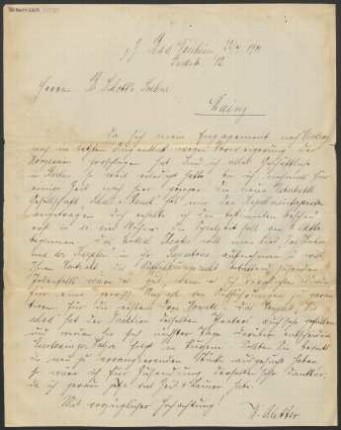 Brief an B. Schott's Söhne : 22.07.1901