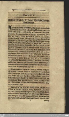 Beylage B. Theilungs-Receß über die Hochsel. Churfürstin Dorothea Verlassenschaft