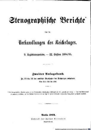 Verhandlungen des Reichstages. Stenographische Berichte. 142, 1. 1894/95