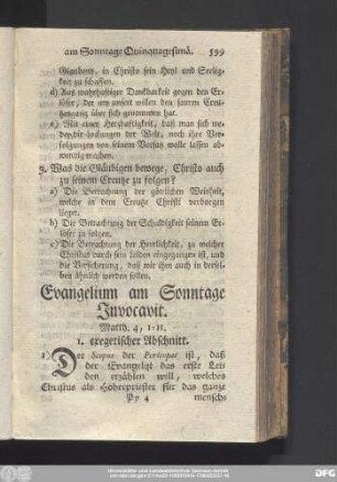 Evangelium am Sonntage Invocavit. Matth. 4, 1 - 11.
