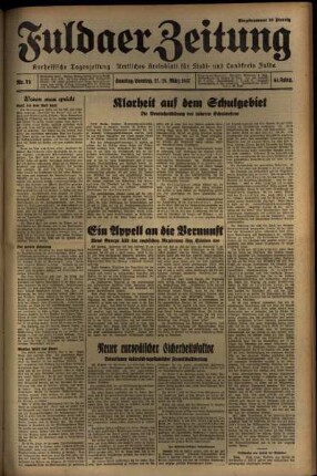 Erste Ausgabe vom Sonntag, den 28. März 1937.