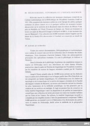 IV. Activités de recherches
