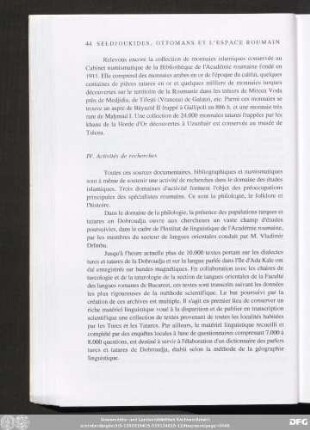 IV. Activités de recherches