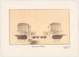 Umgestaltung der Straße Unter den Linden, Berlin: Perspektivische Ansicht Unter den Linden zum Brandenburger Tor