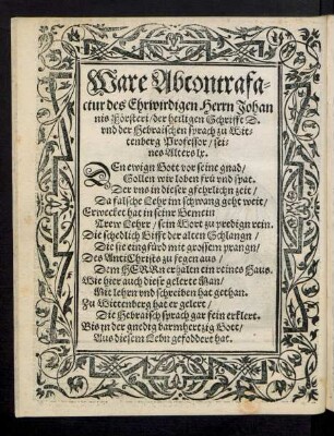 Ware Abcontrafactur des Ehrwirdigen Herrn Johannis Försteri ...