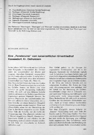 Eine „Fensterurne“ von kaiserzeitlichen Urnenfriedhof Kasseedorf, Kr. Ostholstein.