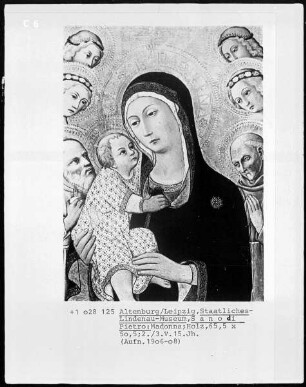 Maria in Halbfigur mit dem Kinde, verehrt von vier Engeln und den Heiligen Hieronymus und Bernhardin, Folio 00073