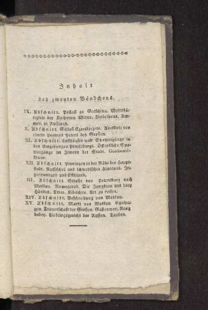 Inhalt des zweyten Bändchens.