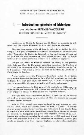 517-522, I. Introduction générale et historique