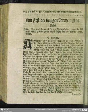 Am Fest der heiligen Dreyeinigkeit