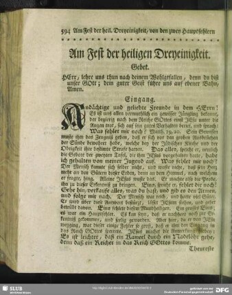 Am Fest der heiligen Dreyeinigkeit