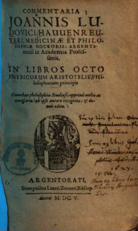 Commentaria ... in libros octo physicorum Aristotelis ...
