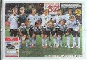 Tageszeitung "BZ" mit einer Fotomontage zum Fußball-EM-Spiel Deutschland-Griechenland