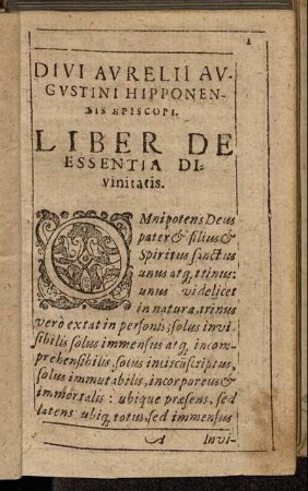 Liber De Essentia Divinitatis.