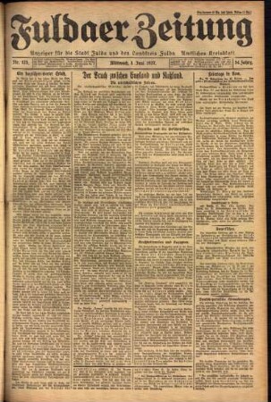Erste Ausgabe vom Mittwoch, den 01. Juni 1927.
