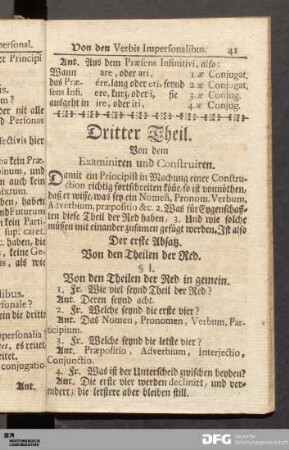 Dritter Theil. Von dem Examiniren und Construiren