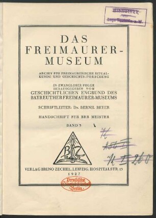 3.1927: Das Freimaurer-Museum