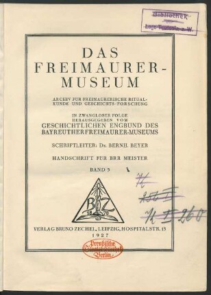3.1927: Das Freimaurer-Museum