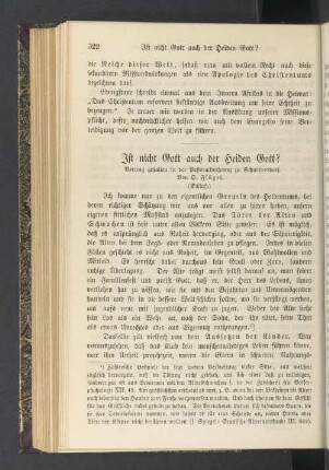 Ist nicht Gott auch der Heiden Gott ? (Schluß)