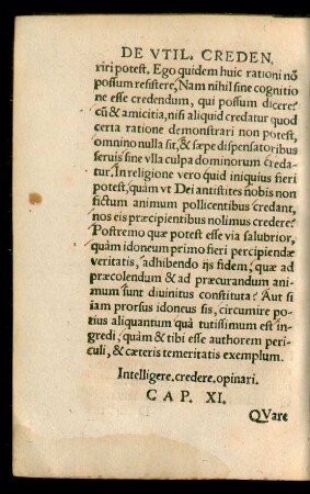 Intelligere. creder. opinari. Cap. XI.