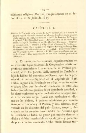 Capítulo II. Eleccion de Provincial en la persona del P. Fr. Jacinto Galí, y su muerte en Nueva Segovia á los ocho meses de su oficio. - ...