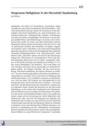 Vergessene Heiligtümer in der Herrschaft Staufenberg.