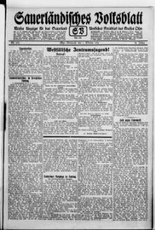 Sauerländisches Volksblatt : aeltester Anzeiger des Sauerlandes : ueber 100 Jahre Heimat- und Kreisblatt im Kreise Olpe : Tageszeitung für Politik, Unterhaltung und Belehrung