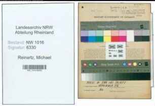 Entnazifizierung Michael Reinartz , geb. 27.12.1915 (Dachdecker)