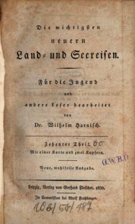 Die wichtigsten neuern Land- und Seereisen, 10 : Mit einer Karte und zwei Kupfern