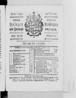 40tes Stück., Ausgabe vom 1. Oktober 1794