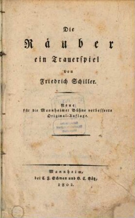 Die Räuber : ein Trauerspiel